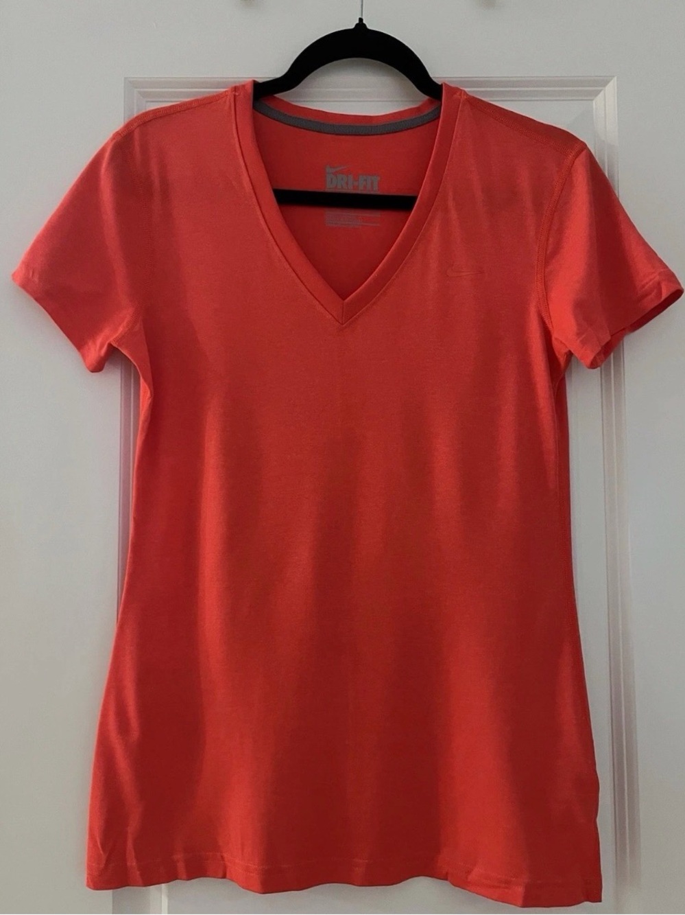 Nike Women's V-Neck Short Sleeve Tee in Coral